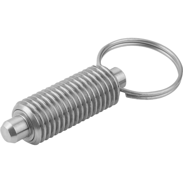 Indexing Plunger Wout Collar Size:2 D1=M12X1, 5, D=6, Form:T Wout Locknut, Stainless Steel Hardened